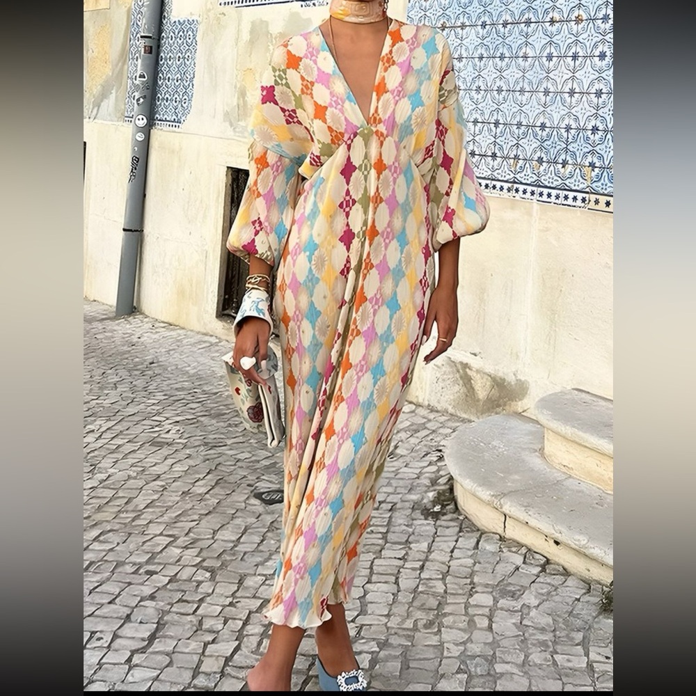 Commense Multicolor Geometric Maxi Dress